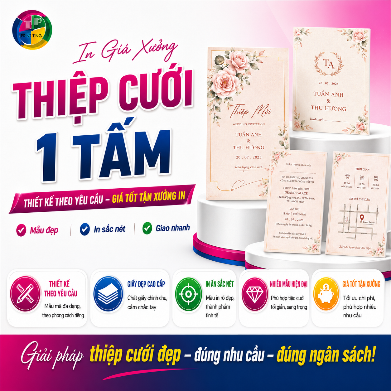 Thiệp cưới 1 tấm